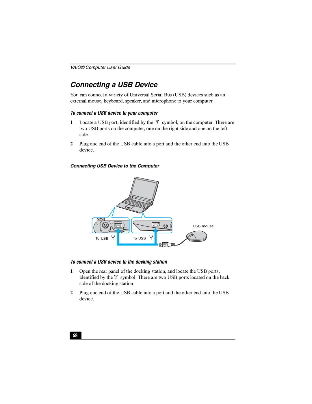 Sony R505 manual Connecting a USB Device, To connect a USB device to your computer 