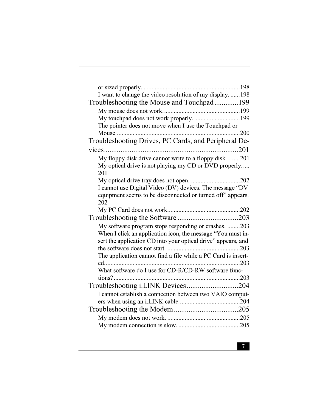 Sony R505 manual Troubleshooting Drives, PC Cards, and Peripheral De 