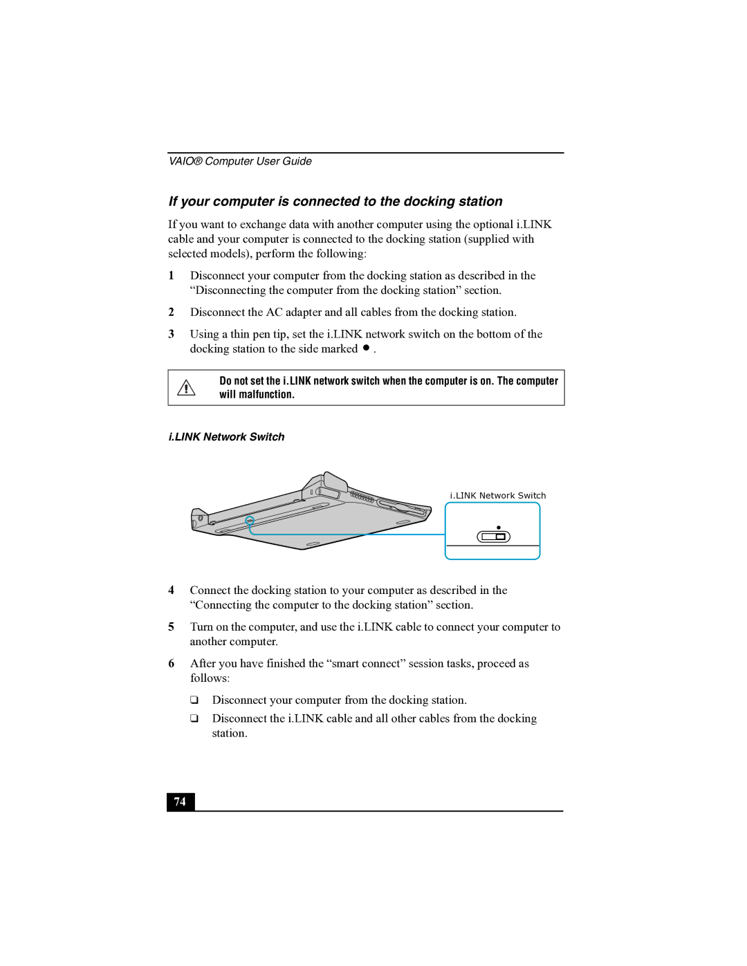 Sony R505 manual If your computer is connected to the docking station 