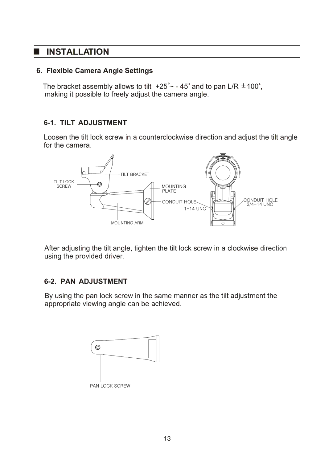 Sony RB550H, RB358H manual Flexible Camera Angle Settings, Tilt Adjustment 