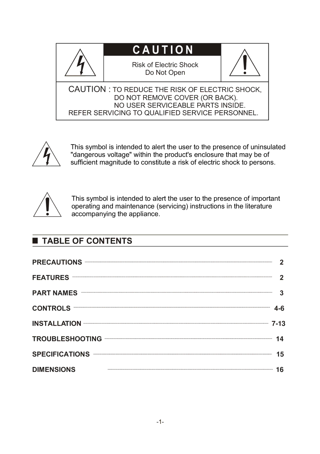 Sony RB550H, RB358H manual U T I O N, Table of Contents 