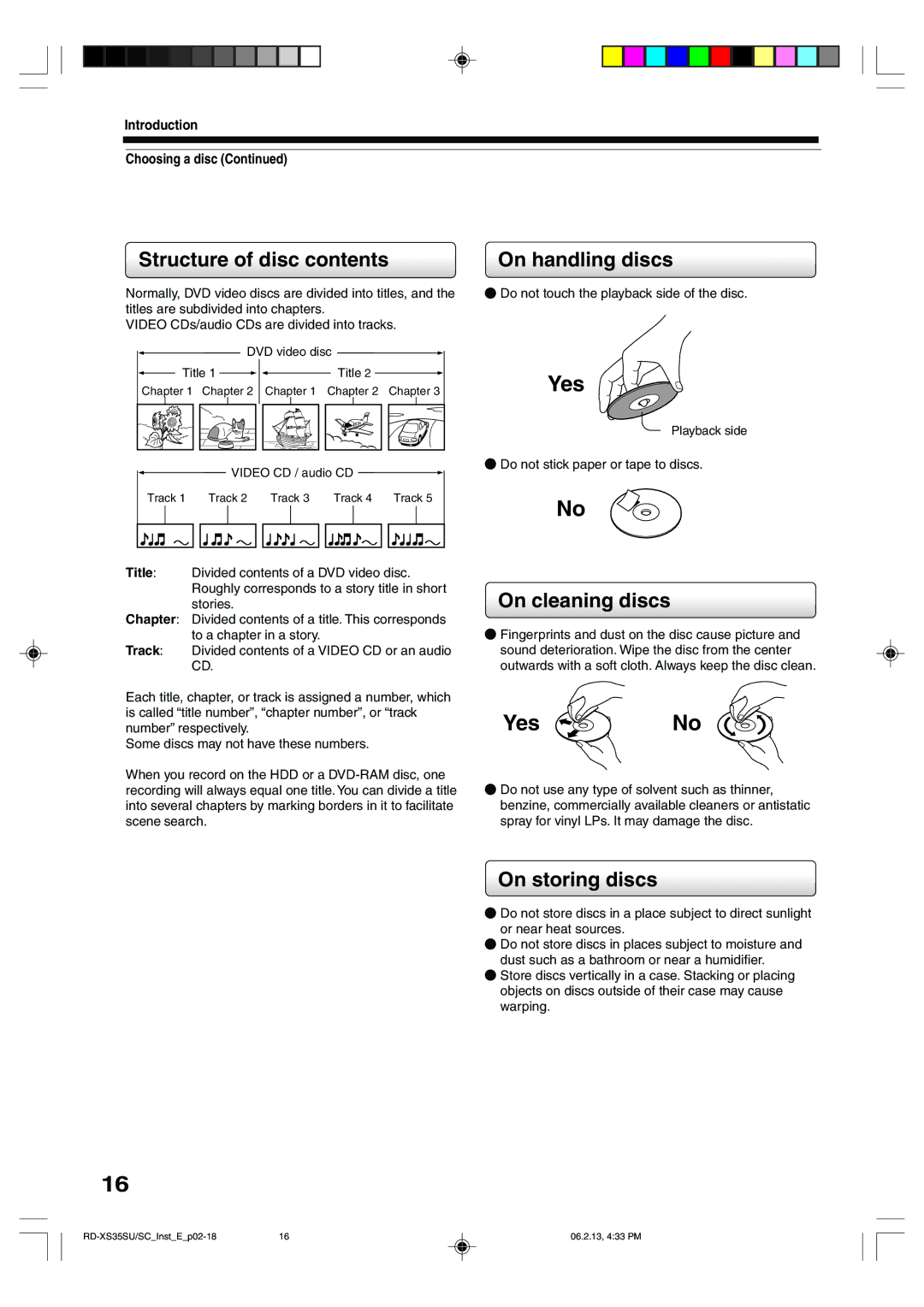 Sony RD-XS35SU, RD-XS35SC owner manual Structure of disc contents, On handling discs, On cleaning discs, On storing discs 