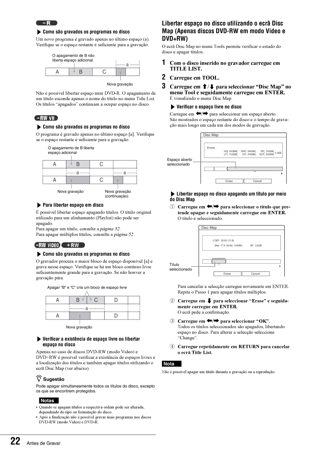 Sony RDR-GX7 manual Com o disco inserido no gravador carregue em, Como são gravados os programas no disco 