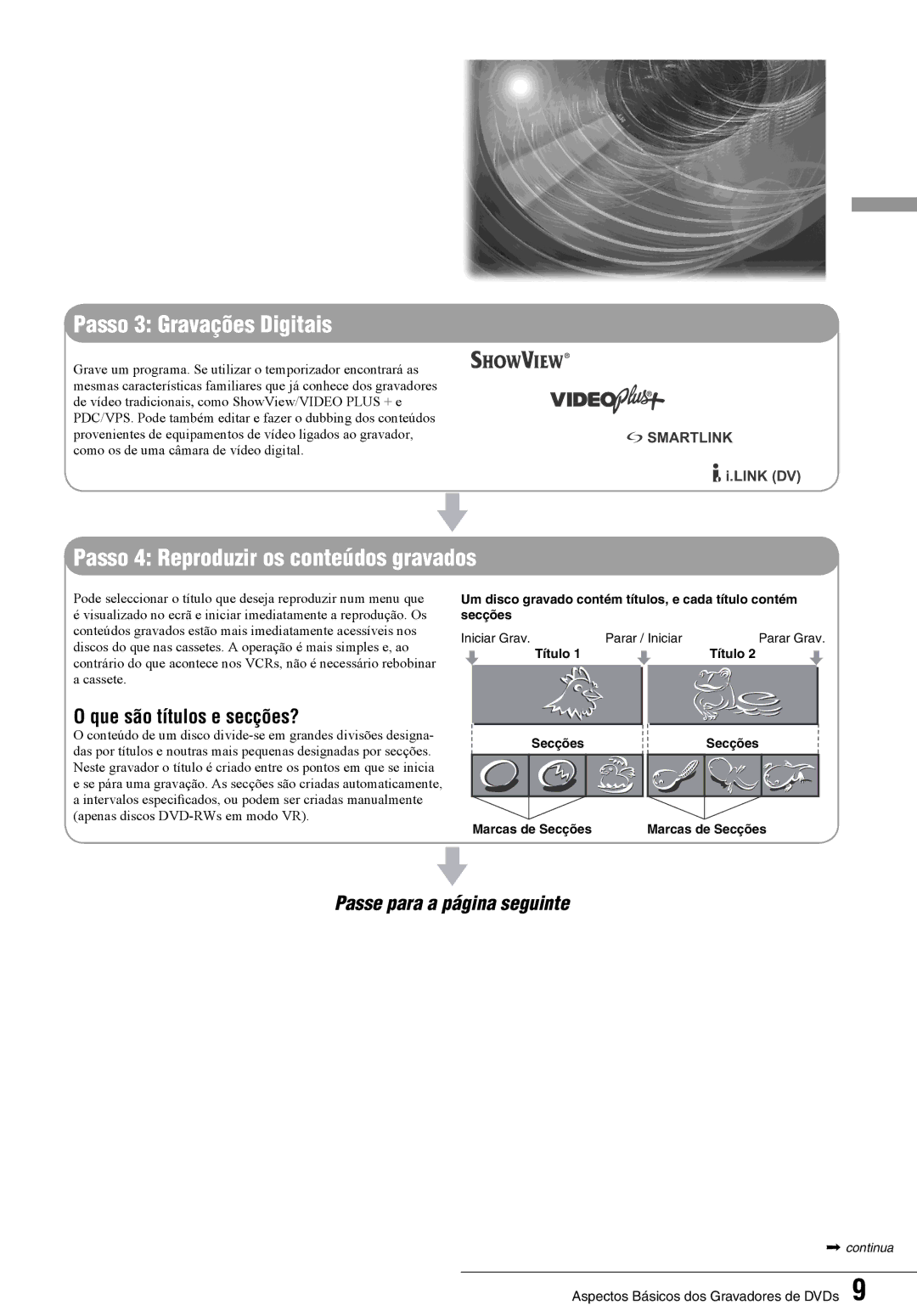 Sony RDR-GX7 manual Passo 3 Gravações Digitais 