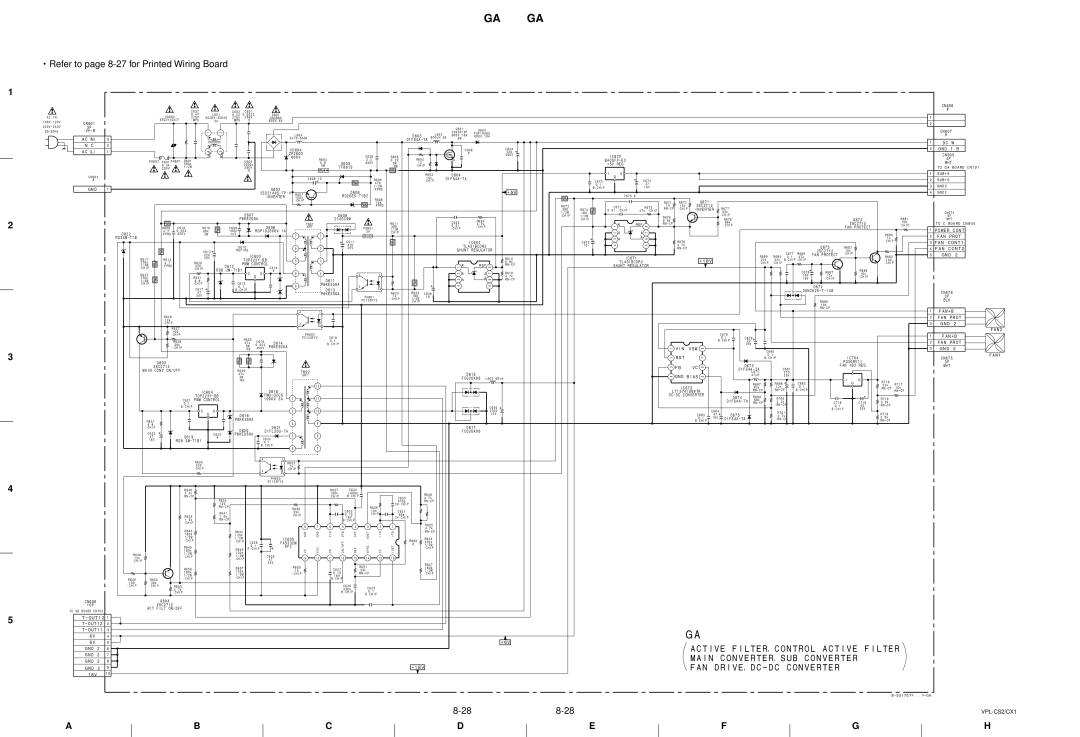 Sony RM-PJM10 Acn, GND 1 B ACL, +5V REG, RD20ES-T1B2, D10SC9M, FAN2, FAN1, Bst, Main Conv ON/OFF, GND Bias, TOP223Y-BB 