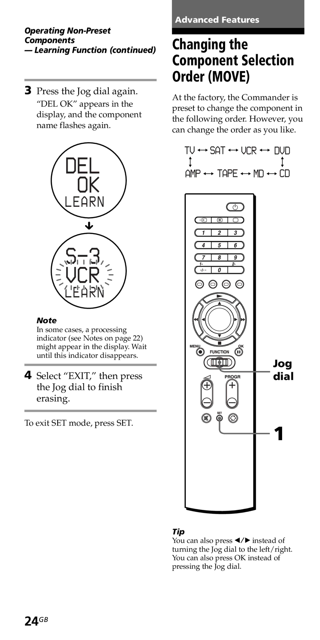 Sony RM-VZ950T operating instructions Changing, Order Move, 24GB 