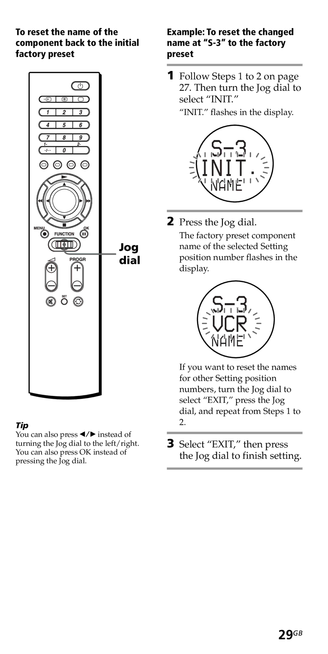 Sony RM-VZ950T operating instructions Init, 29GB 