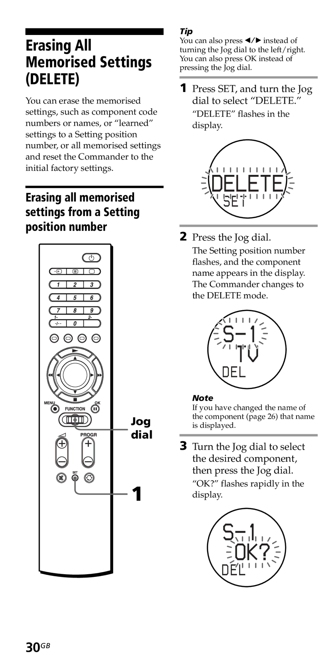 Sony RM-VZ950T operating instructions Delete, Ok?, 30GB 