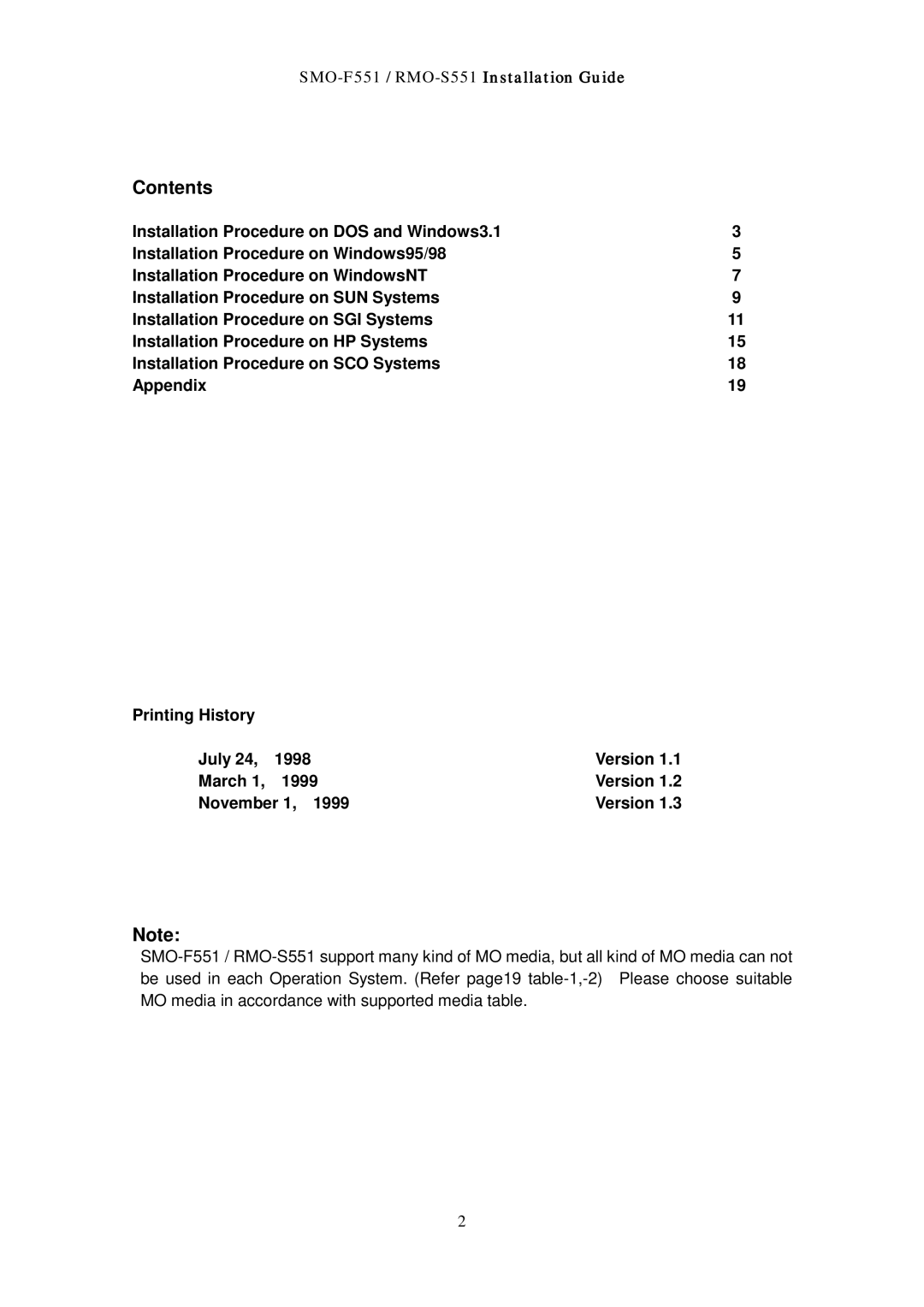 Sony RMO-S551 manual Contents 