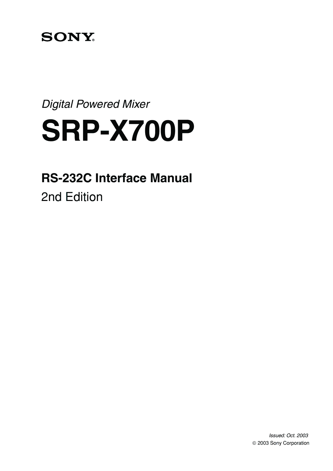 Sony RS-232C manual SRP-X700P 