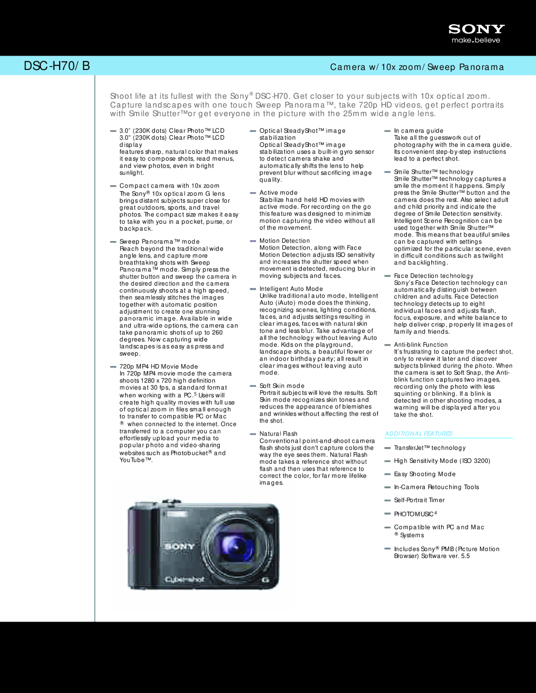 Sony RS6 manual DSC-H70/B 