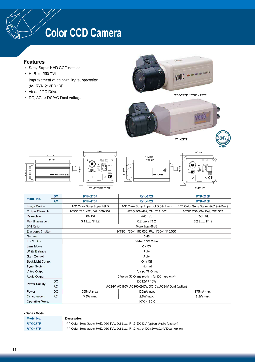 Sony RYK-AF302A manual Color CCD Camera 