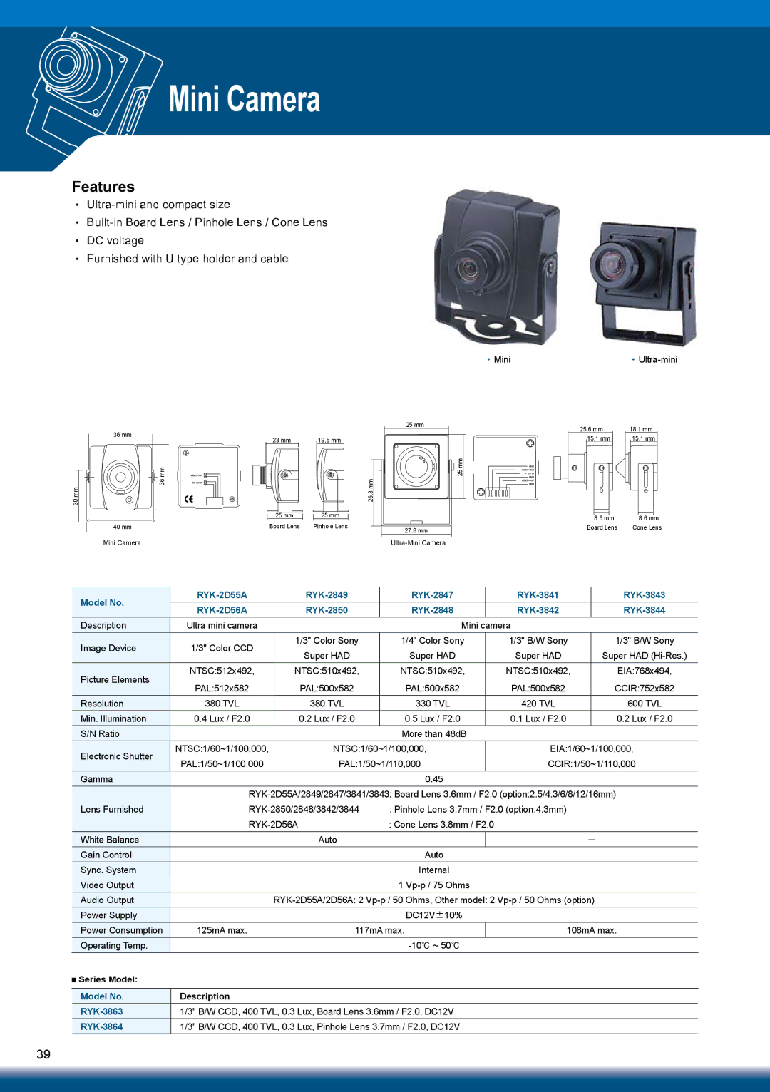 Sony RYK-AF302A manual Mini Camera 