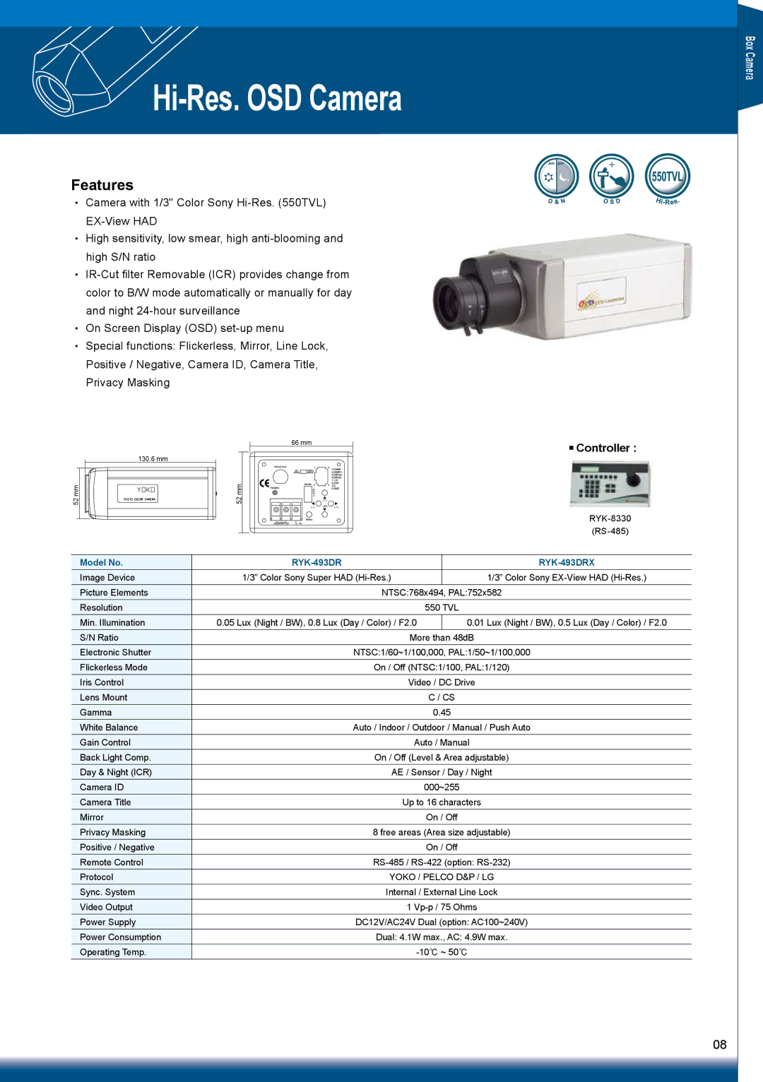 Sony RYK-AF302A manual Hi-Res. OSD Camera 