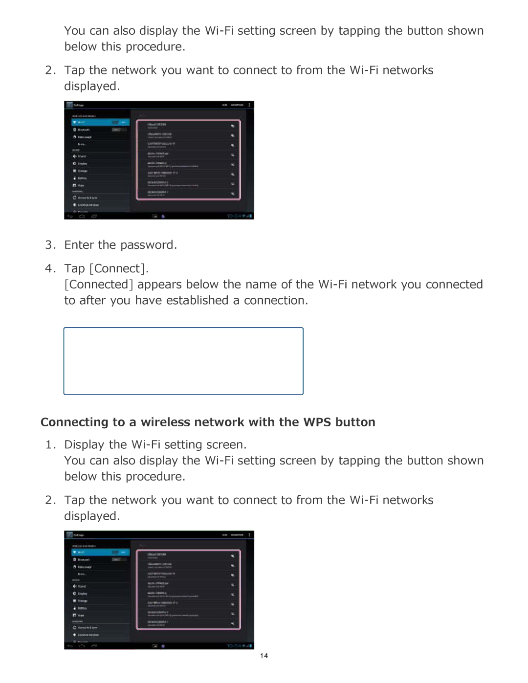 Sony manual To display the Wi-Fi Setting screen 