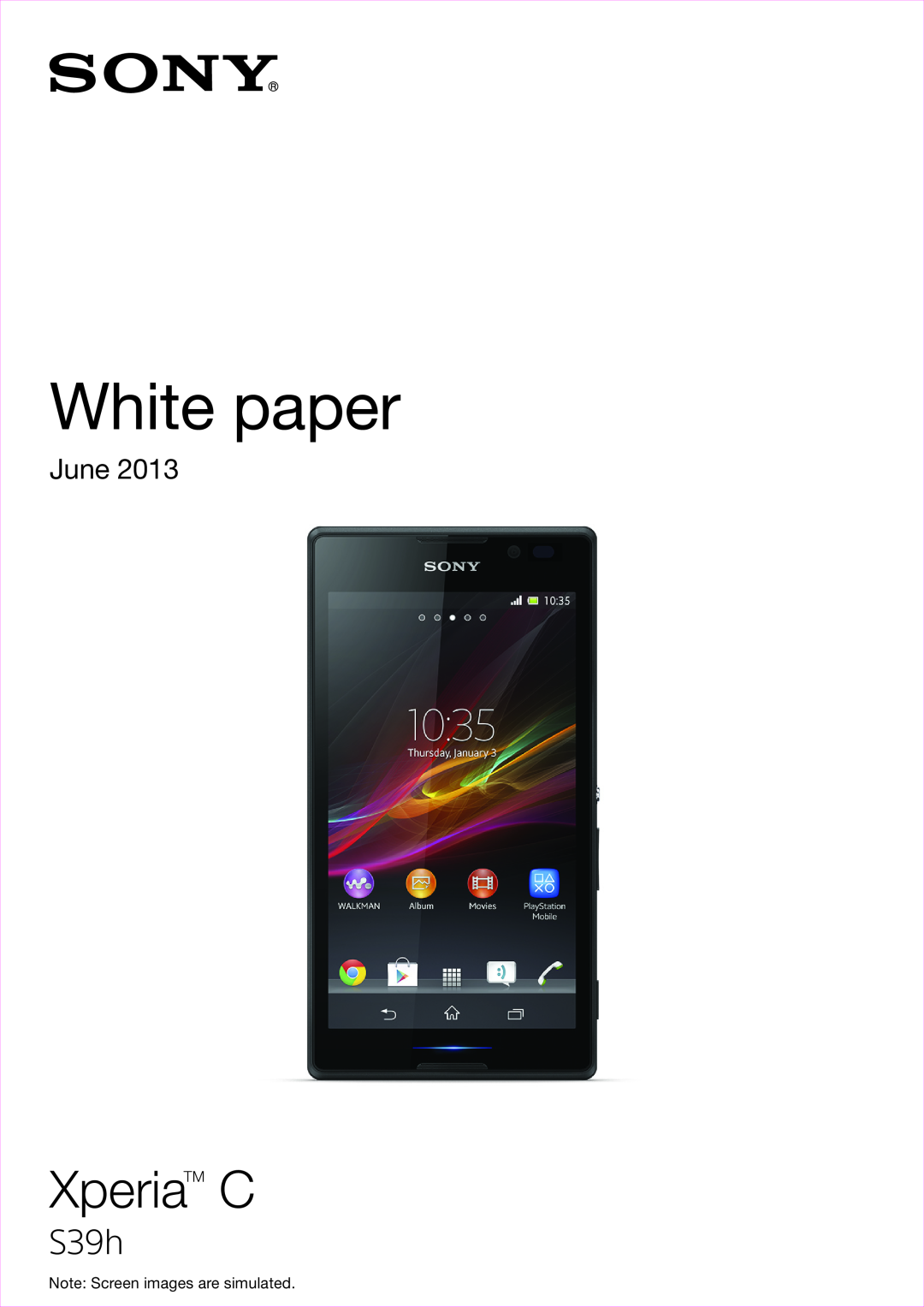 Sony s39h manual White paper, Pelican White Paper, XperiaTM C, S39h, June 