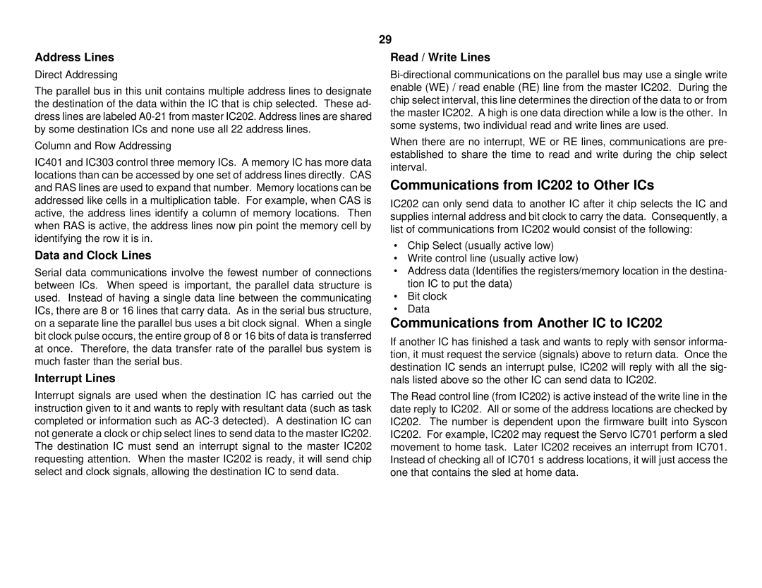 Sony S530D manual Communications from IC202 to Other ICs, Communications from Another IC to IC202 