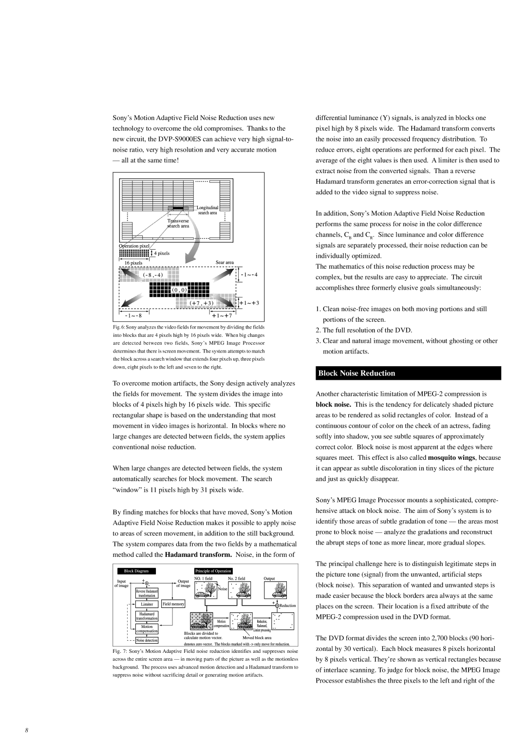 Sony S9000ES manual Block Noise Reduction 