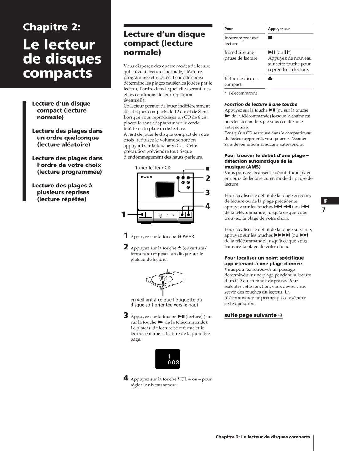 Sony SA-N11, HCD-T1, TC-TX1 manual Lecture d’un disque, Compact lecture, Normale 