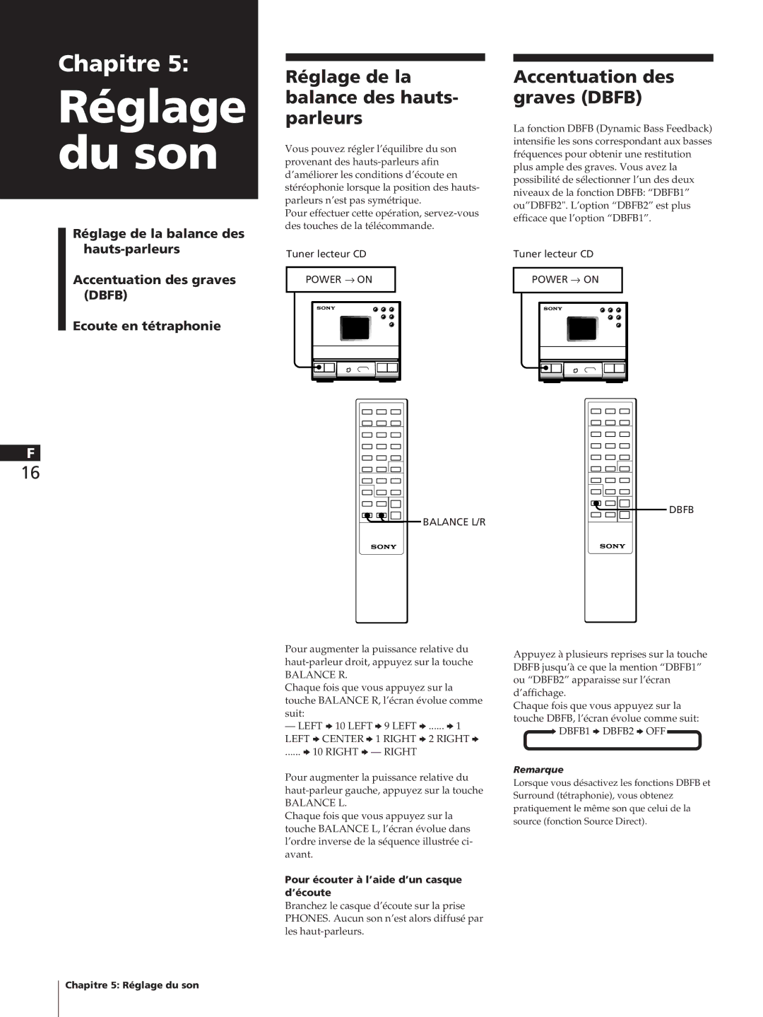 Sony HCD-T1, SA-N11, TC-TX1 manual Réglage du son, Réglage de la balance des hauts- parleurs, Accentuation des graves Dbfb 