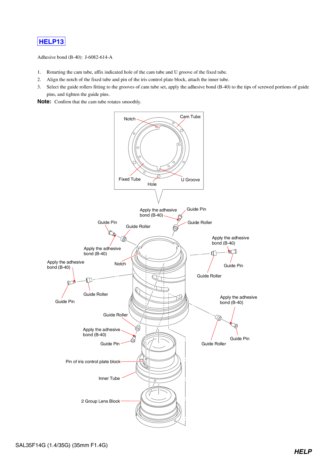 Sony SAL35F14G service manual HELP13 