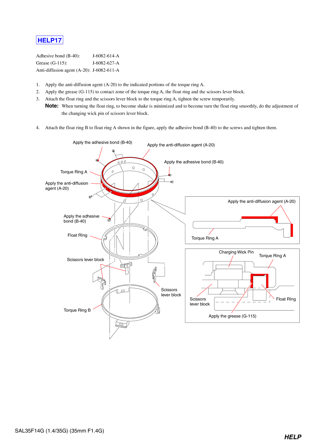 Sony SAL35F14G service manual HELP17 