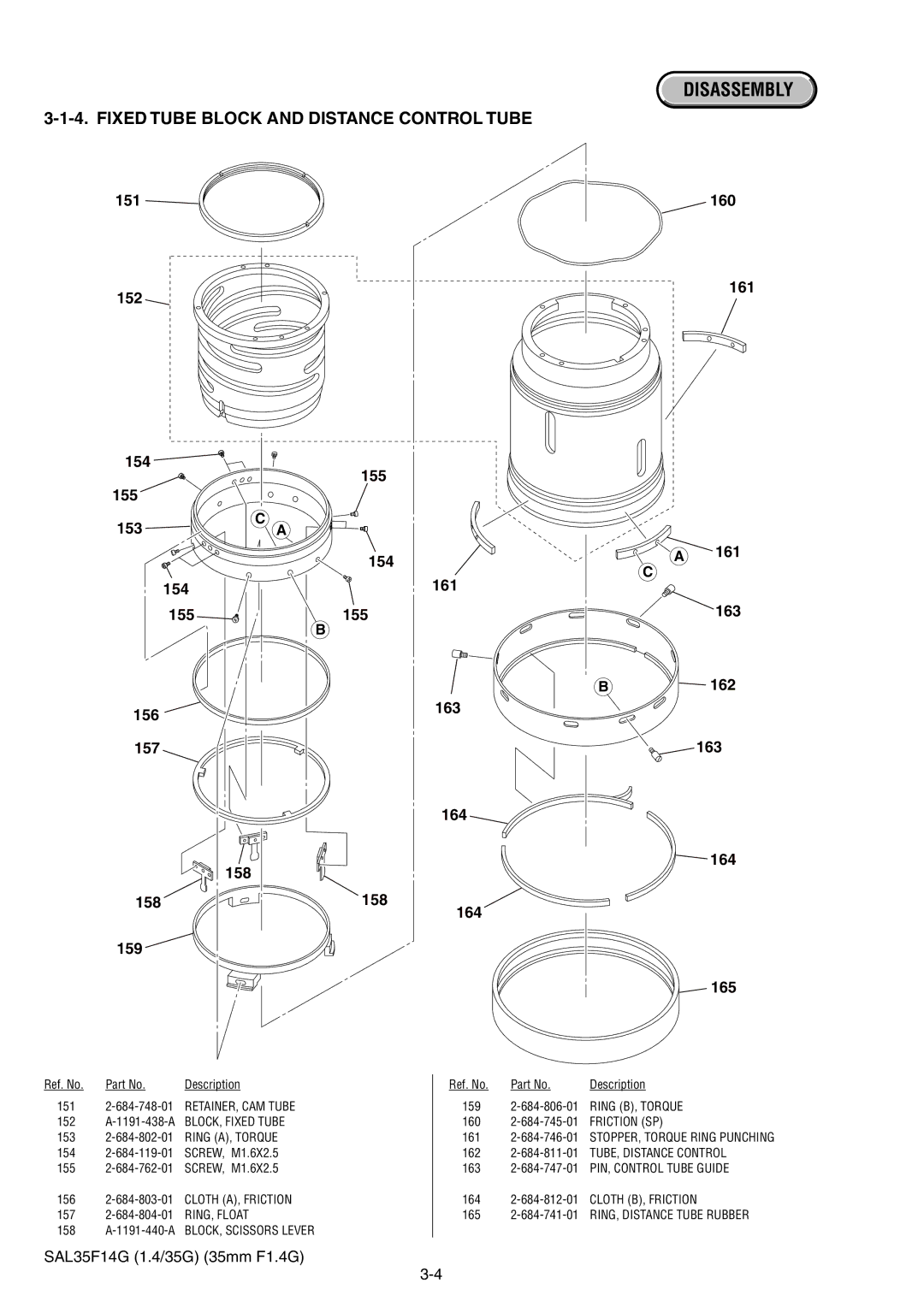 Sony SAL35F14G service manual 151 152 154 155 153 156 157 158 159 160 161, 161 163 162 164 165 