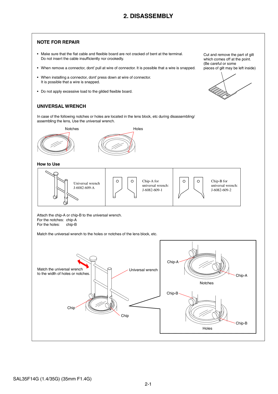 Sony SAL35F14G service manual Disassembly 