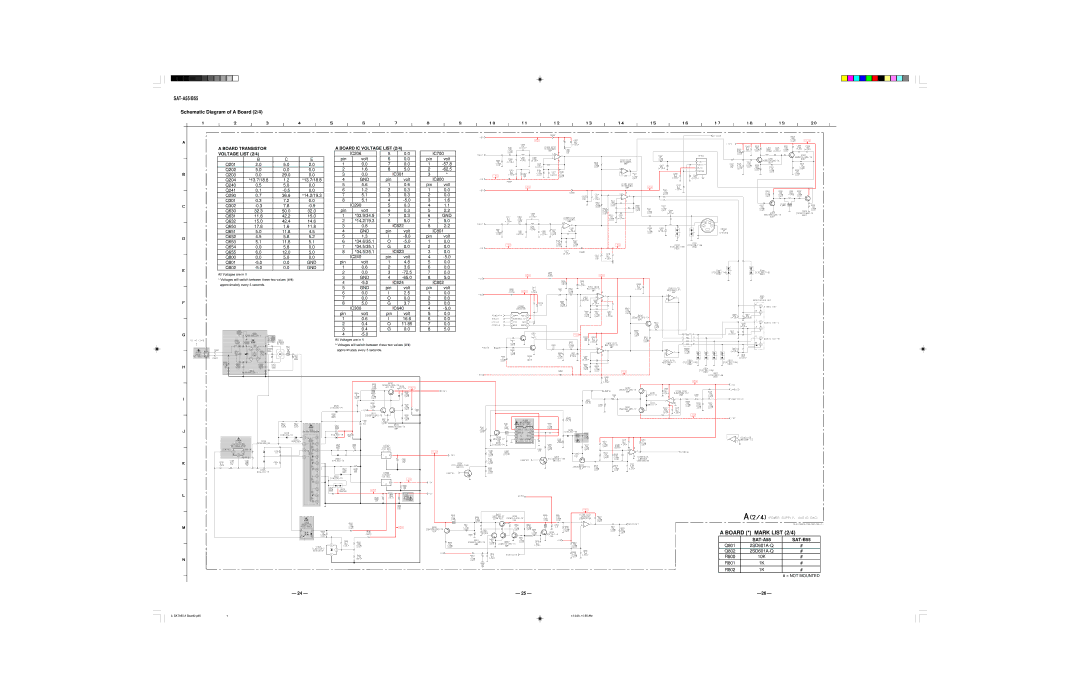 Sony SAT-A55 RM-Y802, SAT-B55 RM-Y139 Board * Mark List 2/4, Board Transistor Board IC Voltage List 2/4, SAT-A55 SAT-B55 