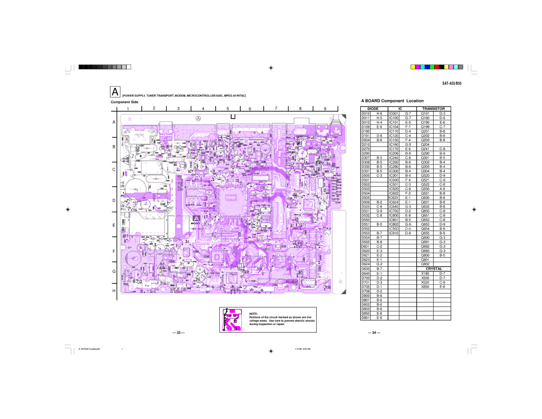 Sony SAT-A55 RM-Y802, SAT-B55 RM-Y139 service manual Diode Transistor, Crystal 