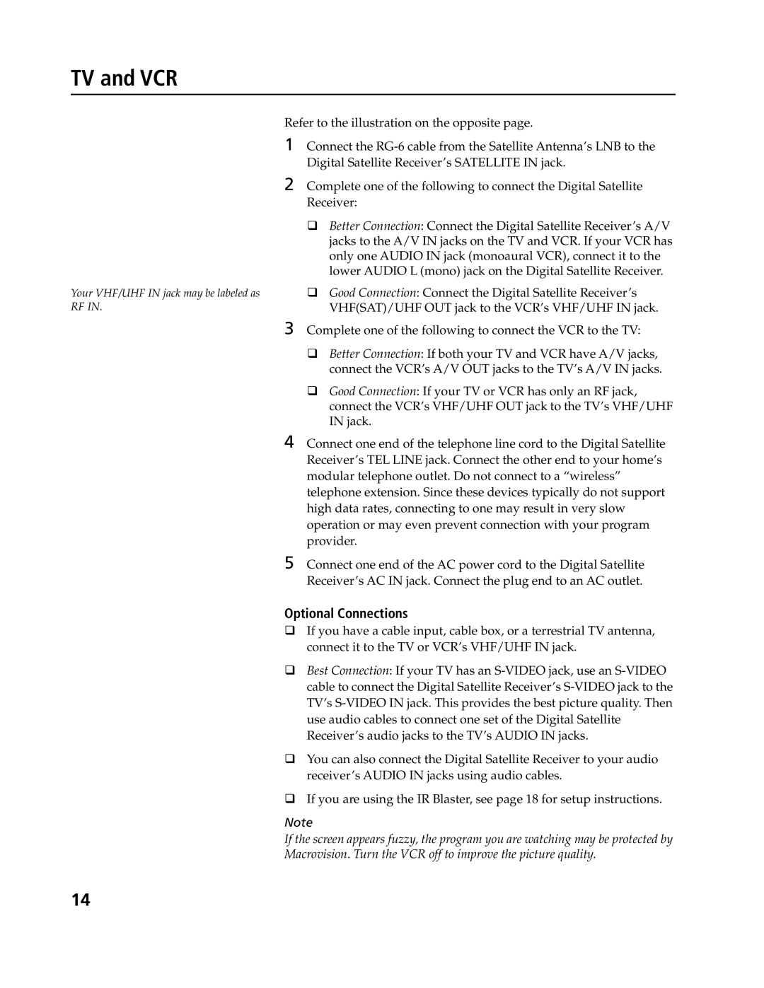 Sony SAT-B3, SAT-A4 operating instructions TV and VCR 