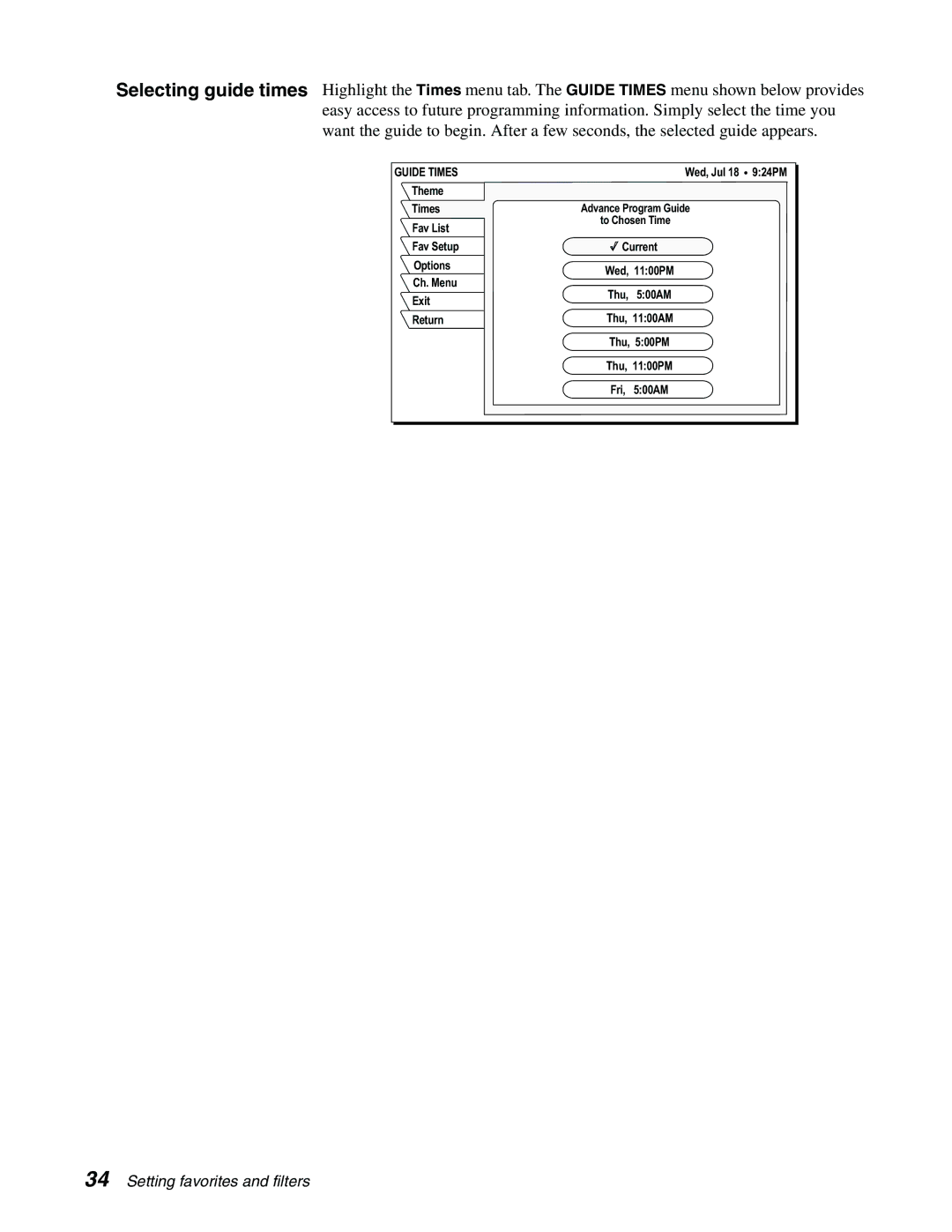 Sony SAT-A65, SAT-B65 manual Guide Times 