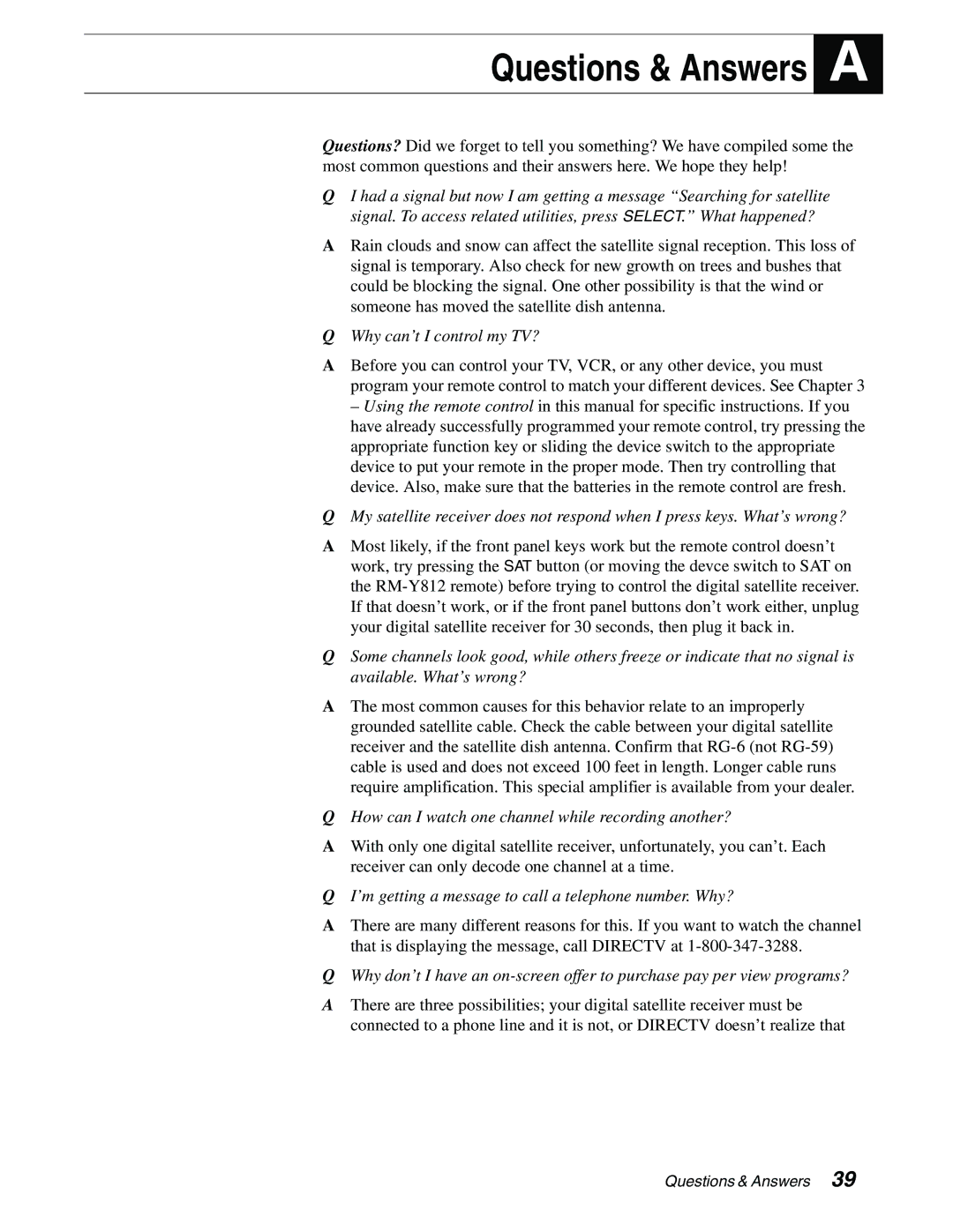 Sony SAT-B65, SAT-A65 manual Questions & Answers 