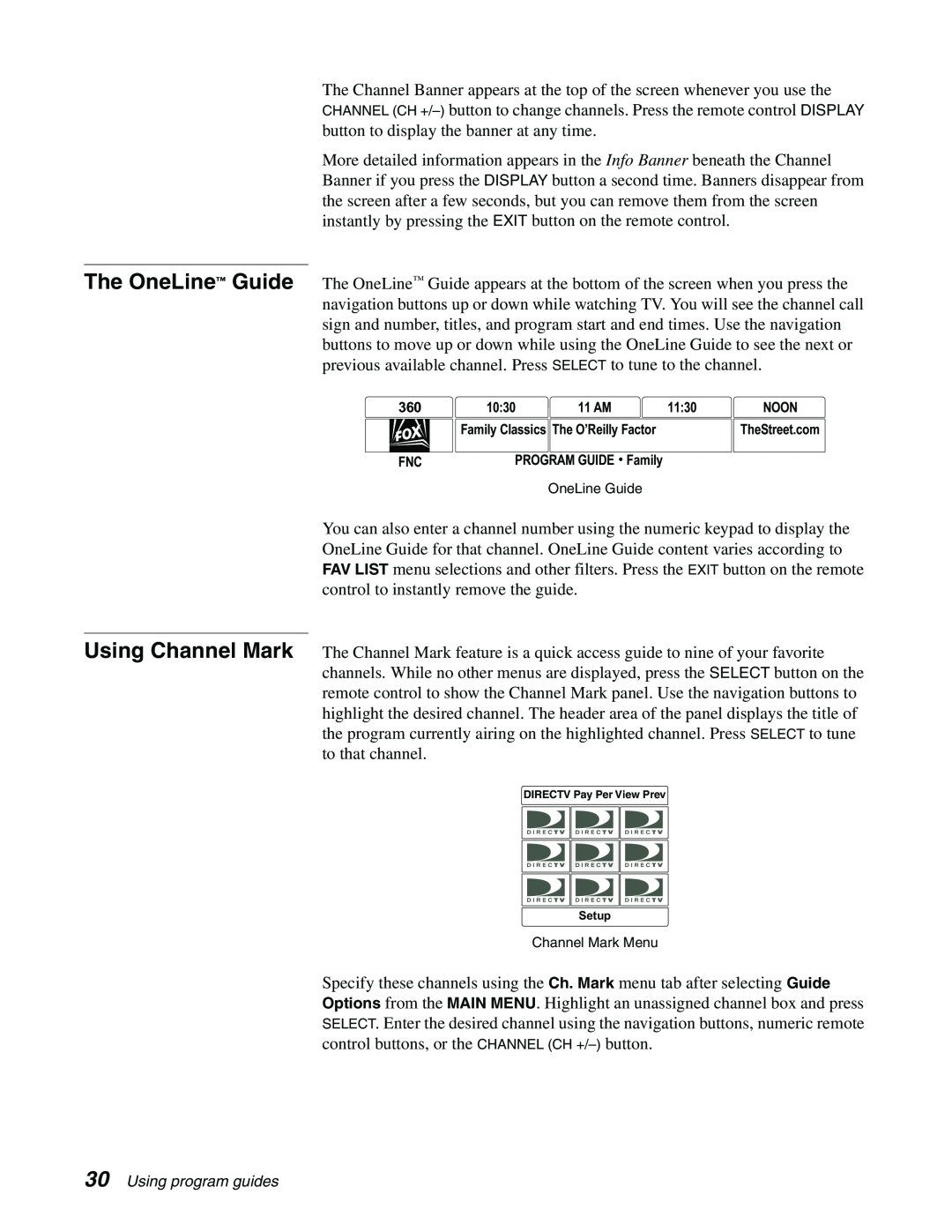 Sony SAT-A65, SAT-B65 manual Using program guides, 1030, 1130, Program Guide 