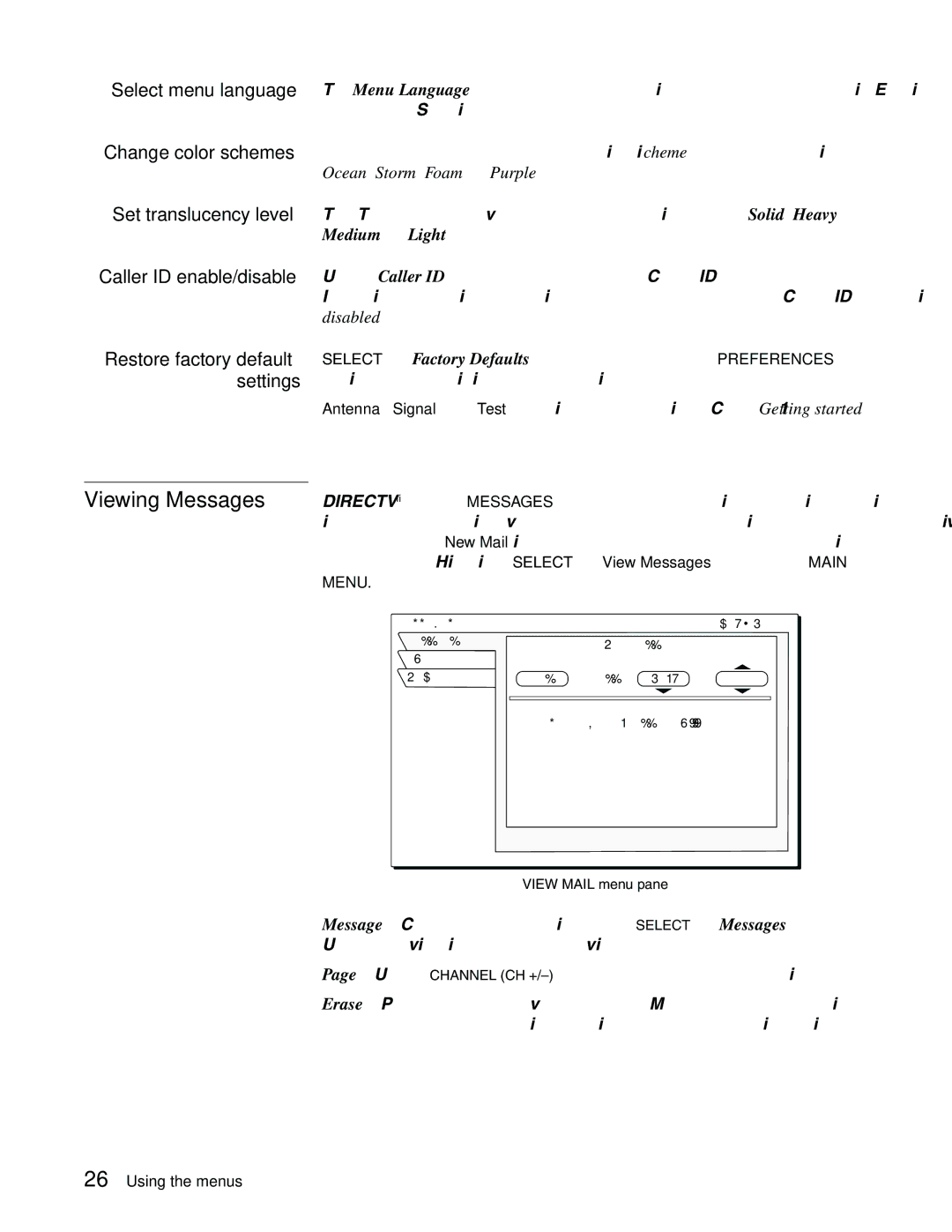 Sony SAT-B65A, SAT-A65A manual Viewing Messages, Restore factory default settings 