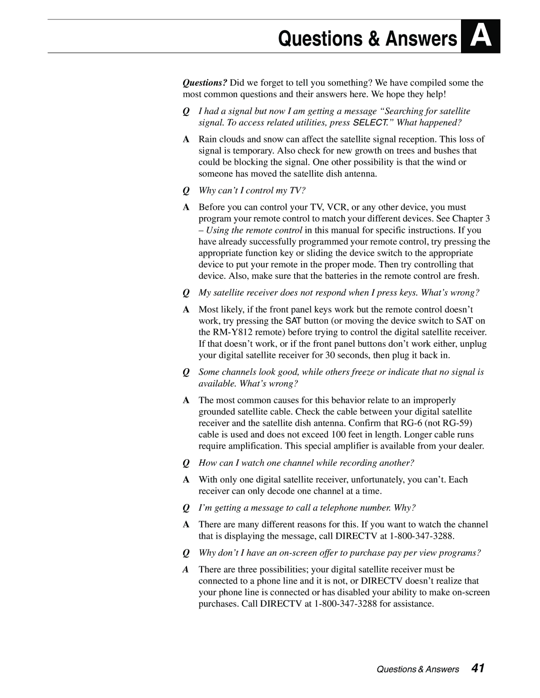 Sony SAT-A65A, SAT-B65A manual Questions & Answers 