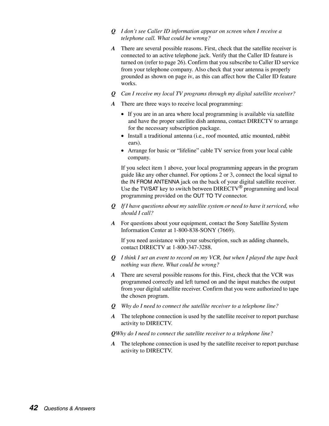 Sony SAT-B65A, SAT-A65A manual Questions & Answers 