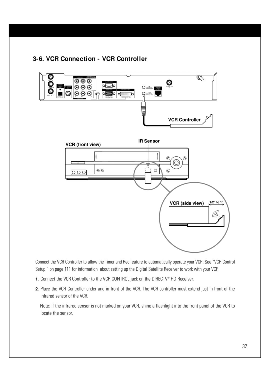 Sony SAT-HD300 operating instructions VCR Connection VCR Controller 