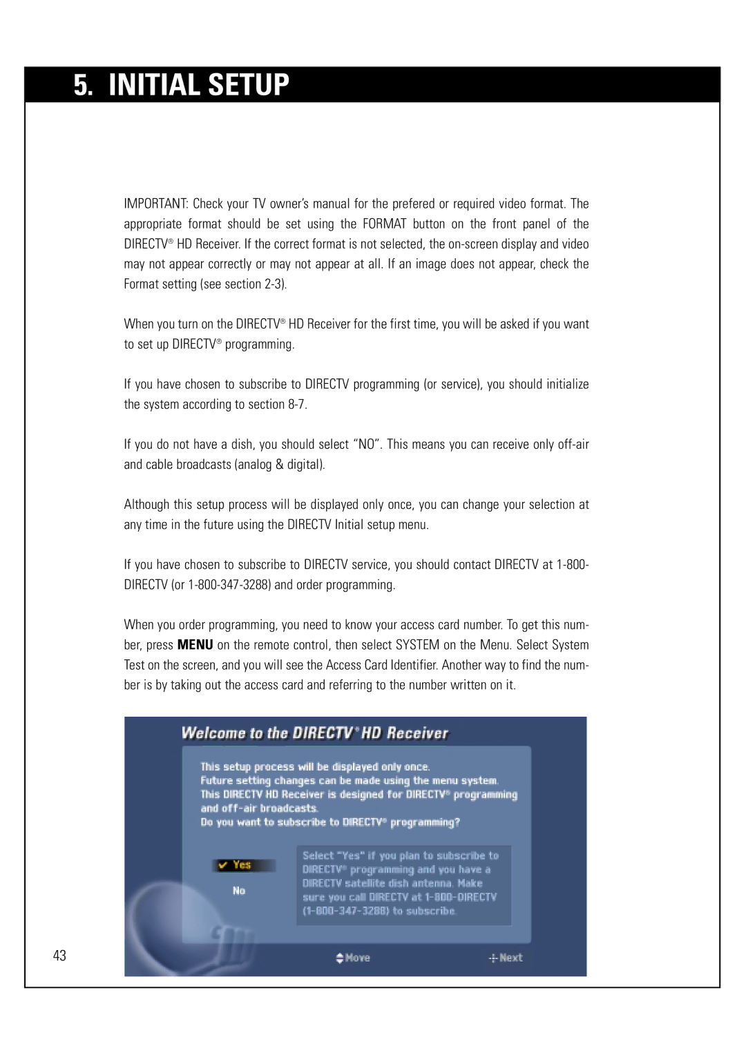 Sony SAT-HD300 operating instructions Initial Setup 