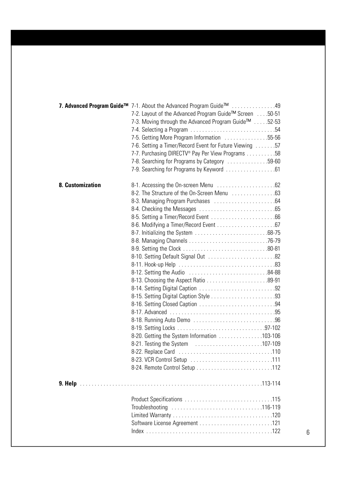 Sony SAT-HD300 operating instructions Customization, 89-91 