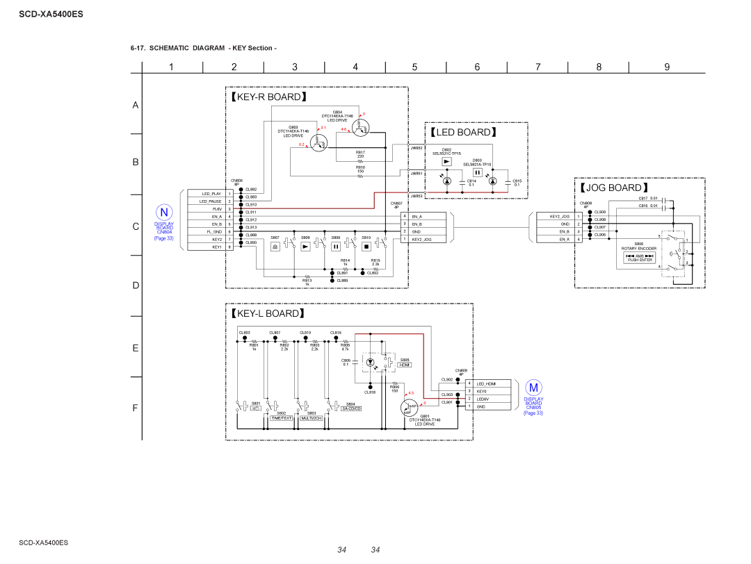 Sony SCD-XA5400ES, 2008H05-1 service manual LED Board, Schematic Diagram KEY Section 