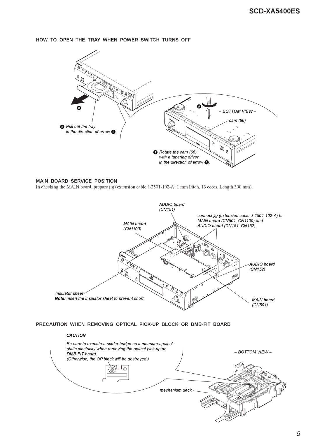 Sony 2008H05-1, SCD-XA5400ES service manual HOW to Open the Tray When Power Switch Turns OFF 