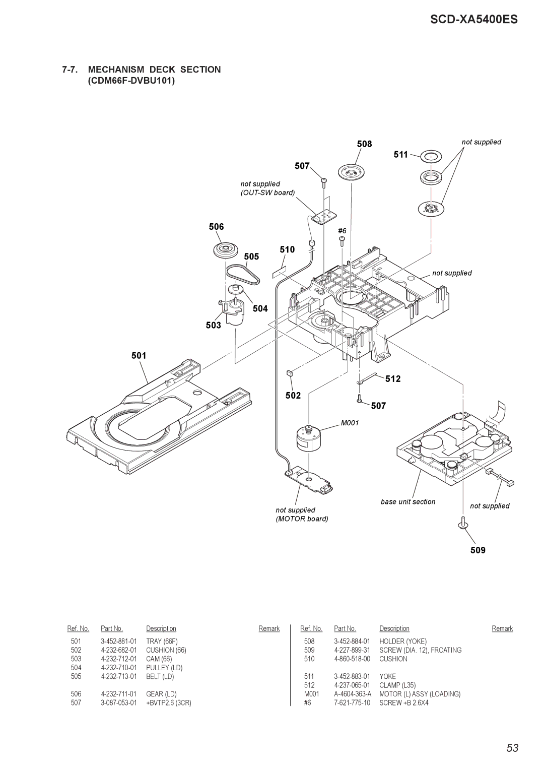 Sony 2008H05-1, SCD-XA5400ES service manual Mechanism Deck Section CDM66F-DVBU101, Pulley LD, Belt LD, Gear LD 