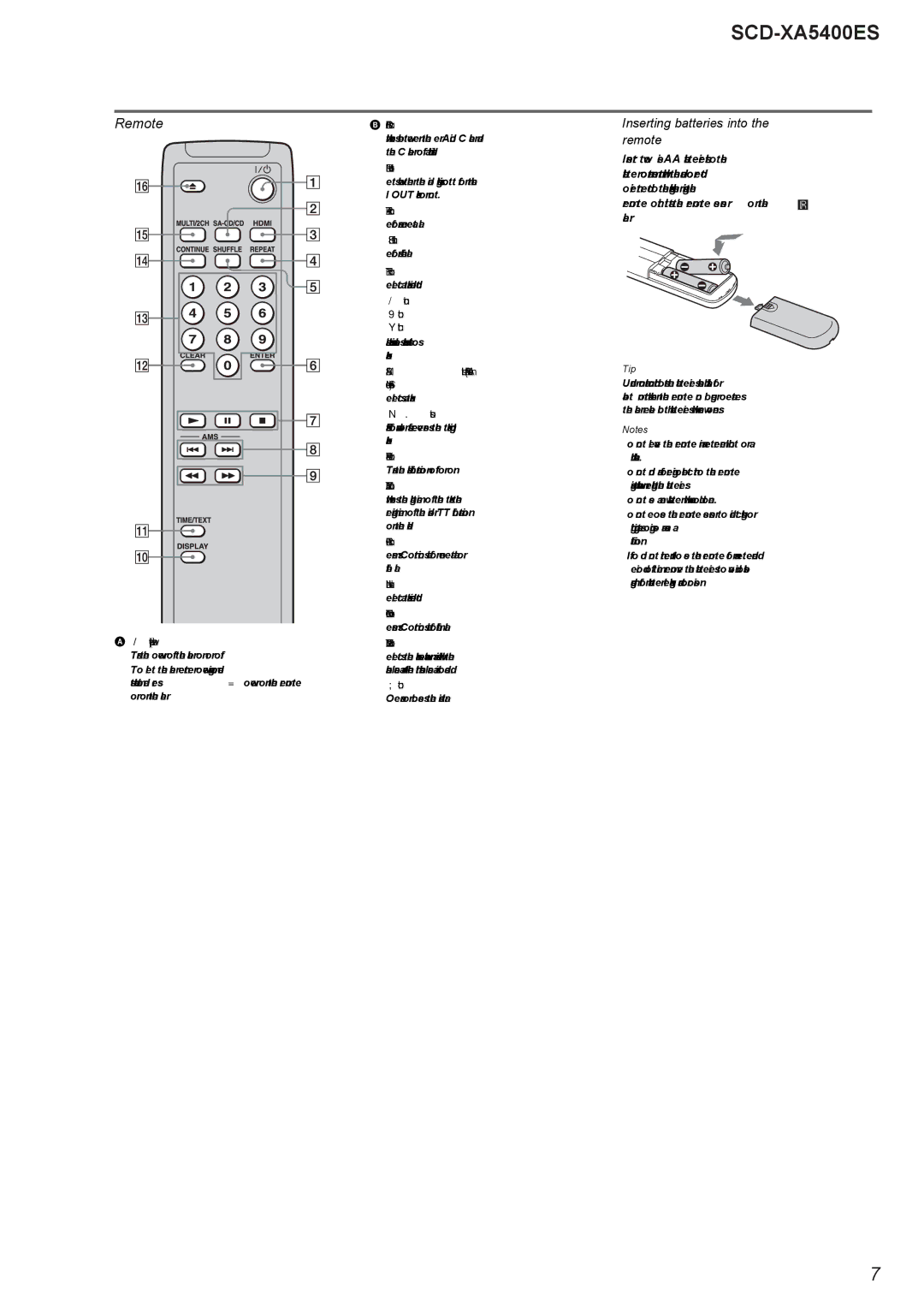 Sony 2008H05-1, SCD-XA5400ES service manual Remote 