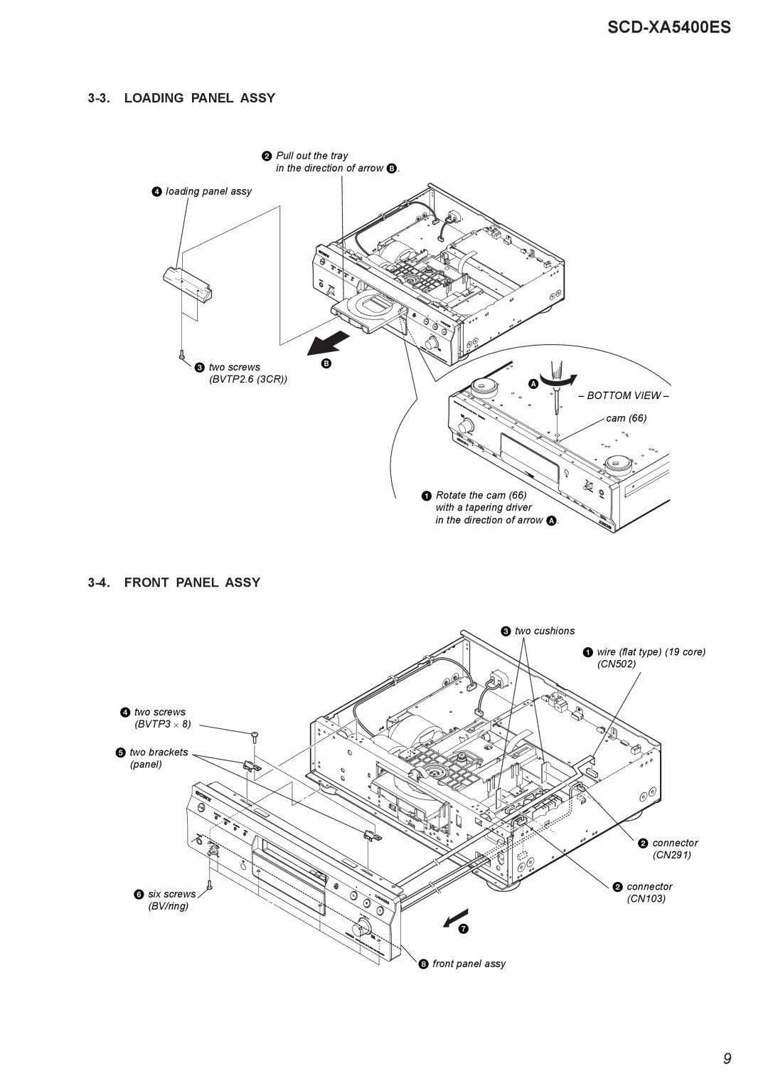 Sony 2008H05-1, SCD-XA5400ES service manual Loading Panel Assy, Front Panel Assy 