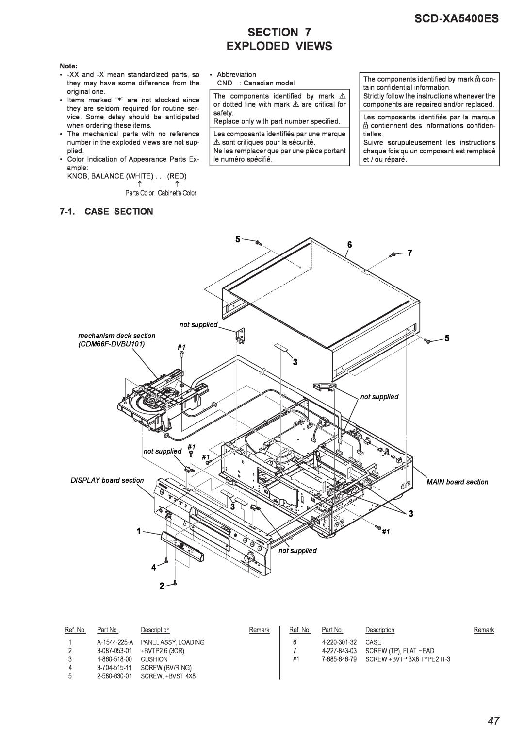 Sony 2008H05-1 service manual Section Exploded Views, SCD-XA5400ES, Case Section 