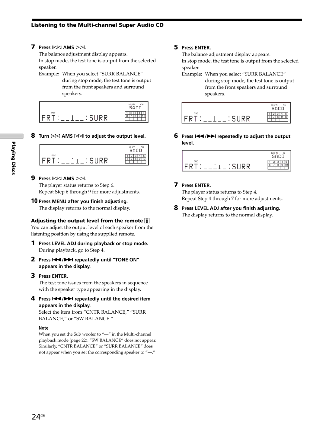 Sony SCD-XB770 operating instructions 24GB, Listening to the Multi-channel Super Audio CD 