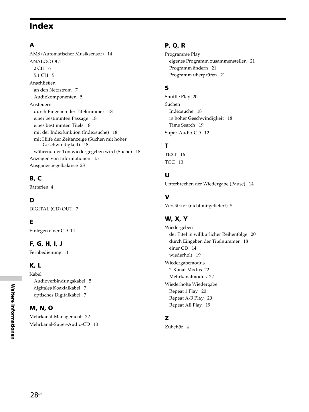 Sony SCD-XB770 operating instructions 28DE, AMS Automatischer Musiksensor, Einlegen einer CD 