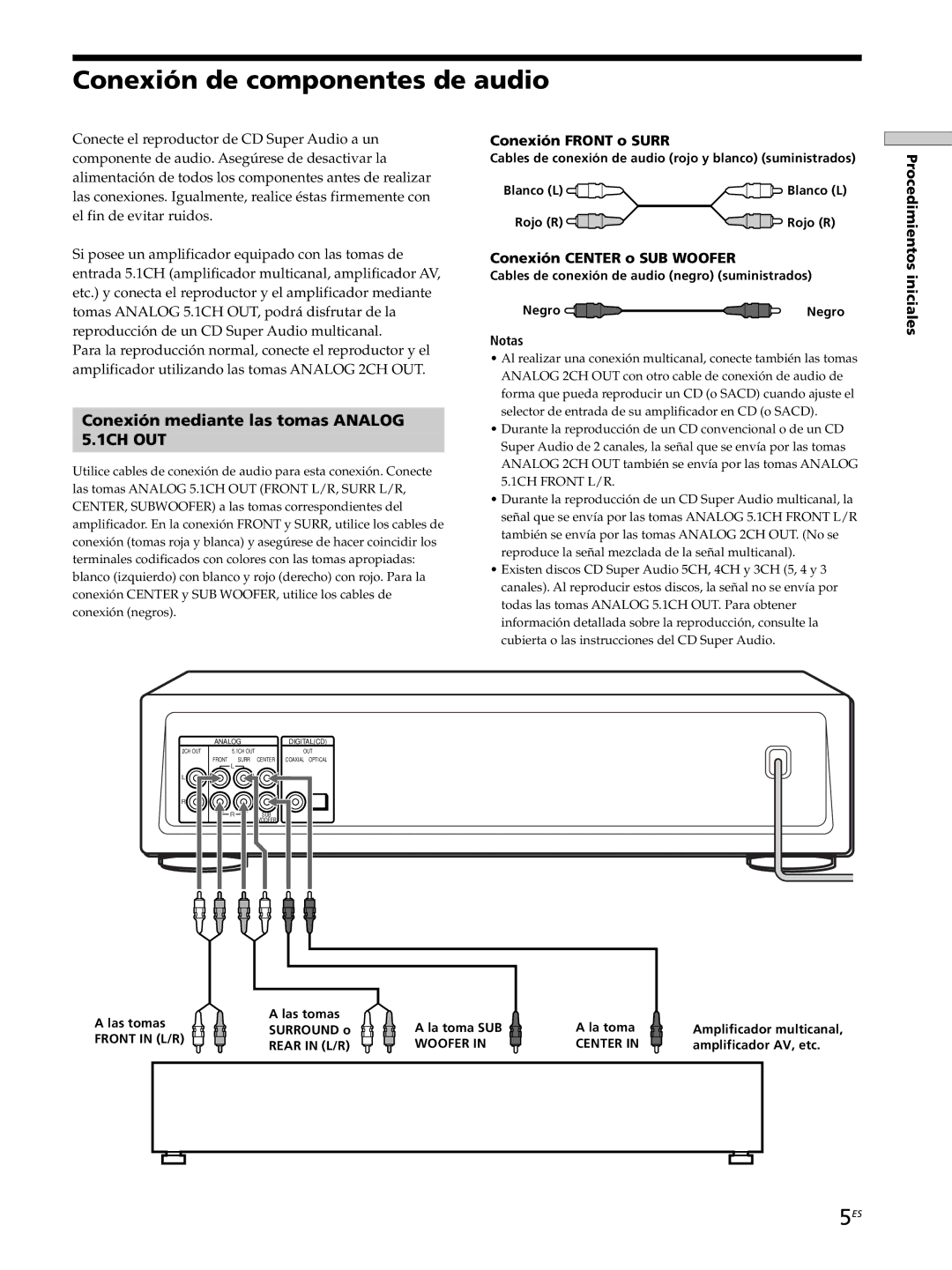 Sony SCD-XB770 Conexión de componentes de audio, Conexión mediante las tomas Analog, Conexión Front o Surr 