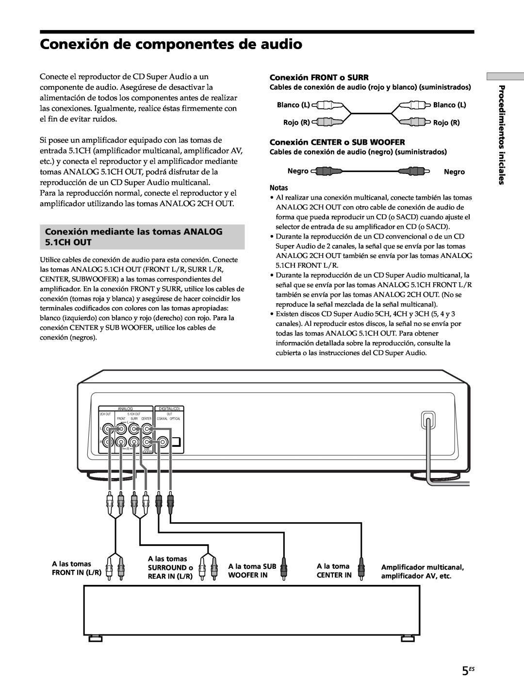 Sony SCD-XB770 operating instructions Conexión de componentes de audio, Conexión mediante las tomas ANALOG 5.1CH OUT 